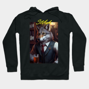 Wild And Classy Barkeeper Wolf In A Suit - Unique Wildlife Art Print For Fashion Lovers Hoodie